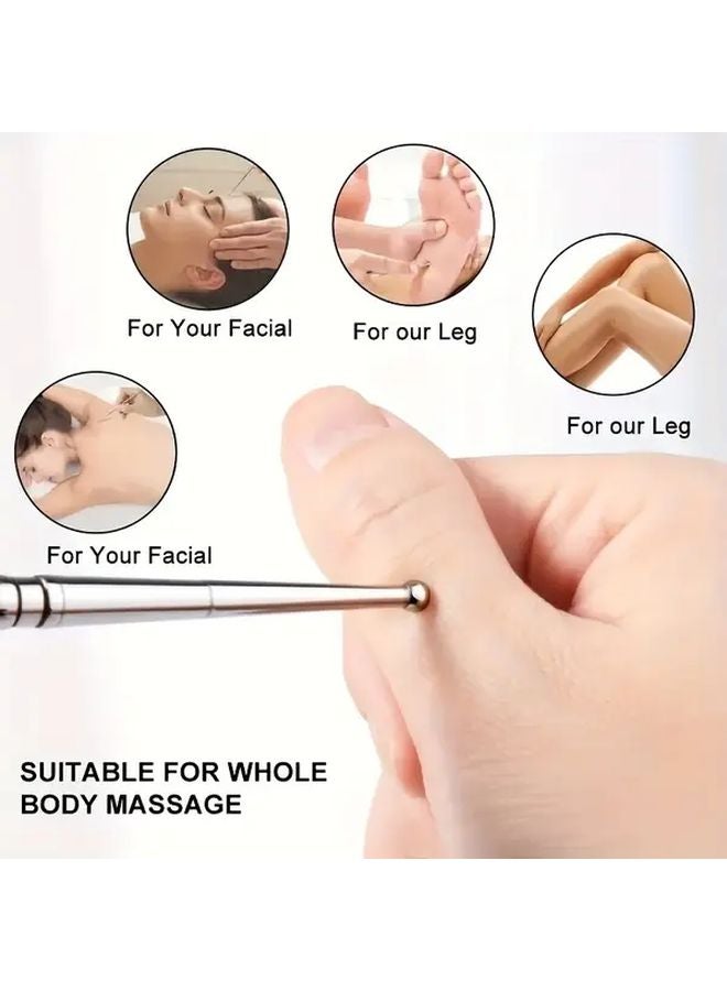 Silvery Stainless Steel Double Head Massage Stick For Full Body Relaxation - Image 5